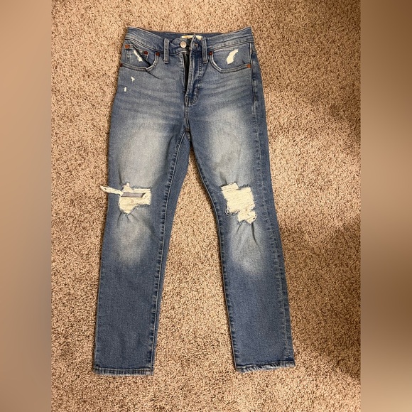 Madewell Denim - Madewell Distressed Straight Leg Blue Jeans
